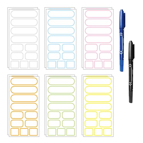 WYAN 132 Stück Vorgedruckte Farbcodierte Etiketten,Umzugsaufkleber,Namensaufkleber Etiketten Selbsteklebend,Umzugsetiketten,für Küche, Schule und Büro(6 Farben) von WYAN