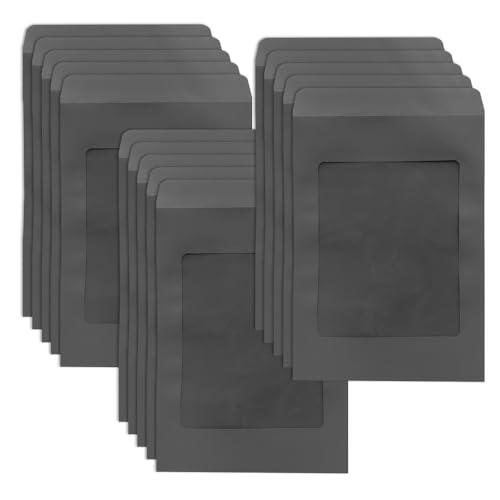 WYAN 15 Stück A4 Schwarz Briefumschläge mit Fenster, Kraftpapier Umschläge, Geschäftsumschläge, Fensterumschläge, für Briefe, Geschäftspost(22.5 * 32.5cm) von WYAN