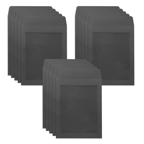 WYAN 15 Stück A5 Schwarz Briefumschläge mit Fenster, Kraftpapier Umschläge, Geschäftsumschläge, Fensterumschläge, für Briefe, Geschäftspost(16.5 * 21.5cm) von WYAN