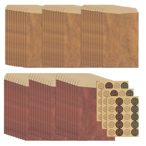 WYAN 60 Stück Vintage Kraftpapier Umschläge, Antiken Umschläge,Kraftpapier Umschläge,Umschläge Vintage Briefpapier,für Grußkarten Einladung Geburtstagskarten(15cm*10.5cm) von WYAN