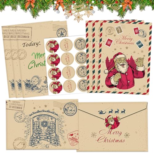 Weihnachtskarten Mit Umschlag Set(12er Set) mit Aufkleber, Klappkarten Briefpapier Weihnachten, Weinachtskarten mit Umschlag privat und geschäftlich-Frohe Weihnachten Karten von WYFDCZZP