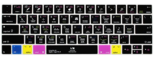 Shortcuts Hotkey Tastatur-Abdeckung kompatibel MacBook Pro 13 15 Zoll 2018 2017 & 2016 mit Touch Bar & Touch ID Modell: A1989 A1706 / A1990 A1707, USA Version Logic Pro X von WYGCH