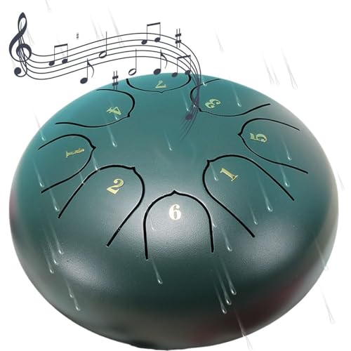 Chakra-Trommel For Regen Im Freien, 6 Zoll, 8 Töne, Chakra-Trommel, Regentrommel, Garten-Regentrommel, Chakra-Regentrommel, Stahlzungentrommel, Chakra-Trommel Mit Trommelschlägeln(Green) von WYLFYJP
