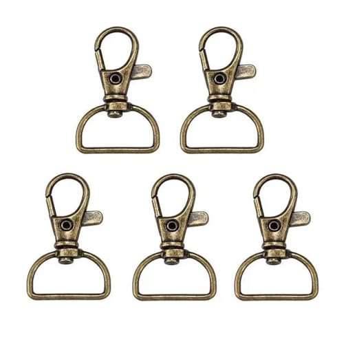 Stück Drehverschlüsse mit D-Ringen, Schlüsselband-Karabinerhaken, Schlüsselanhänger-Clip-Haken, Metall-Karabinerverschlüsse für Schlüsselringe, Basteln, Nähen, 20 mm, 5 Stück, Bronze von WYLZBA