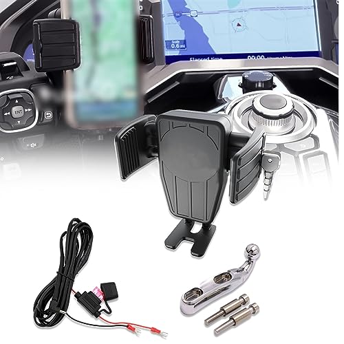 WYOERN 2018 2019 2020 2021 Motorrad Handy Halter Drahtlose Lade Navigation Unterstützung Halterung Für H&onda Goldwing GL 1800 GL1800 F6B DCT Navigation (Color : Right Silver) von WYOERN