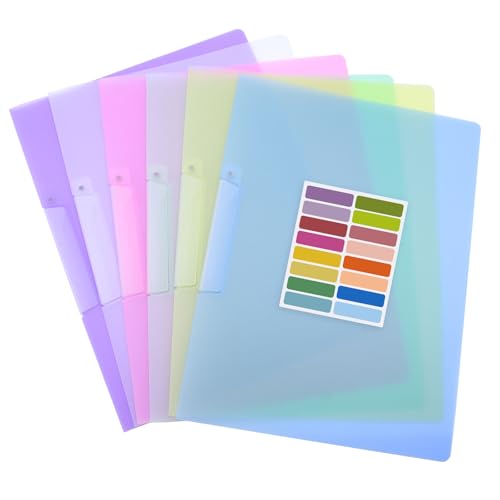 WYYFXY 6 Stück Schnellhefter A4 Plastik Stabil mit Etiketten Selbstklebend, 6 Farben Schulmappe Durable Schnellhefter A4 Ordner PP Schnellhefter für Schule Büro Haus von WYYFXY