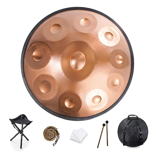 9 10 12 Noten Handpan Drum Instrument, 22 Zoll Handpan Drum In D Minor, 432 Hz Stahlhandtrommel Mit Soft Handpan Bag, 2 Handpan Mallets, Handpan Stand, Für Klangheilung Persönliche Meditation von WYZCHDM