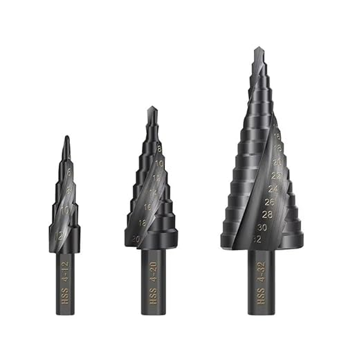 WZFC Stufenbohrer Metallbohrer HSS Kobalt Stufenkegelbohrer Holz/Metall Lochschneider Bohrwerkzeug,3-teiliges Set Mit Tasche von WZFC