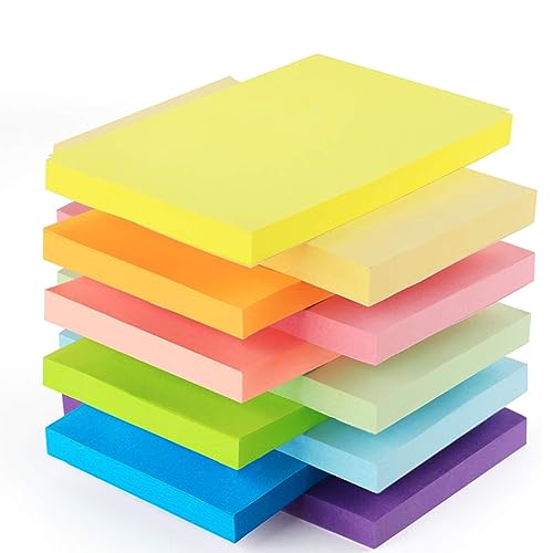 100mm x 150mm Sticky Notes, 500 Blatt Haftnotizen, Farbige Haftnotizen Selbstklebende, Notizen Farbige Notizblöcke für Geeignet Büro Und Heimstudenten(10 Farben） von WZHHDM