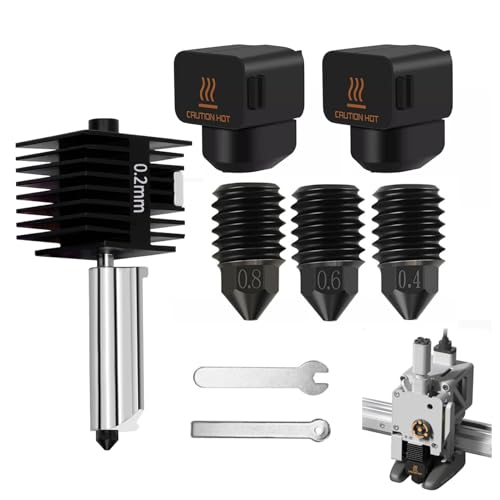 Upgrade Hotend Kit für Bambu Lab A1/A1 Mini, 3D Printer Print Head Hot End Heating Block Kit, Hot End Baugruppe 0,2/0,4/0,6/0.8 mm Düse aus gehärtetem Stahl und Silikonsocke, 3D Drucker Zubehör von WZWZO