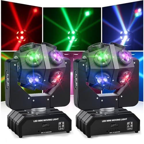 150W Moving Head LED RGBW 4 in 1 Disco Licht 360°Drehung Partylicht DMX512 Led Strahler mit aktiviertem Ton für Stage Lighting Party Disco Club Wedding Beweglich Kopf Licht- 2 PCS von WZYBUTA