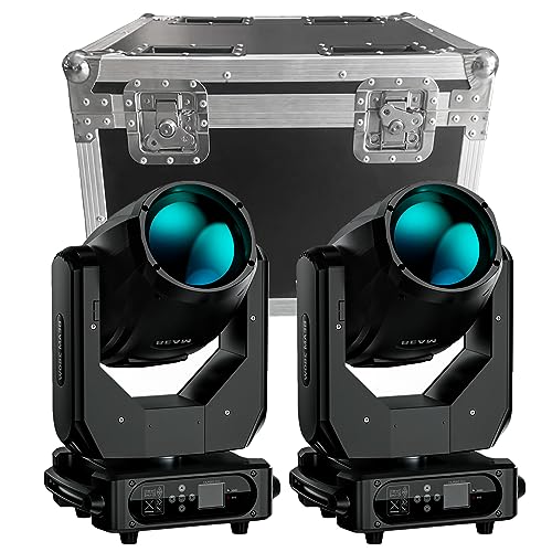 2PCS Moving Head mit Flightcase 280W 10R Lampe Beam Bühnenlicht DMX512 17 Gobos 15 Farben Strahler für Bar Disco Club Hochzeiten Konzerte Tanzfläche Lichteffekte Bühnentechnik von WZYBUTA