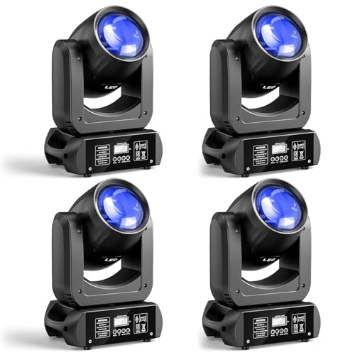 4er Pack 150W Moving Head LED DMX DJ Bühnenlicht Spot Beam RGBW Wash GOBO 18 Prisma Dj Disco Stadium Party Licht für Hochzeit Lichtshow Bar Club Weihnachten von WZYBUTA