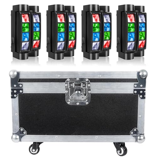 4pcs Moving Head LED mit Flightcase 8X10W Disco Partylicht RGBW Bühnenlicht DMX512 Great für DJ Discolicht Christmas Lighting Shows von WZYBUTA