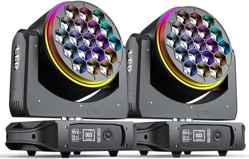 WZYBUTA 760W Moving Head LED Scheinwerfer DMX512 Zoom Wash Bühnenlicht DJ Strahler Lichter Mehrere Lichteffekte für Bühnen Bar Party Club Beleuchtung Bühnentechnik (2PCS) von WZYBUTA