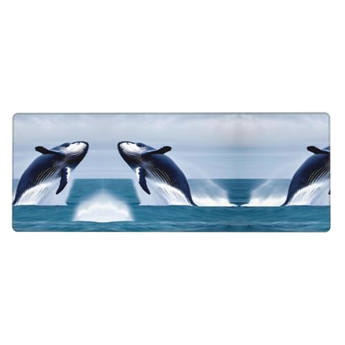 Bedrucktes extra großes Mauspad mit Walen auf See, 30,5 x 80 cm, für Büro, Gaming und Lernen, langlebig, bequem und umweltfreundlich Bedrucktes extra großes Mauspad mit Walen auf See, 30,5 x 80 cm, für Büro, Gaming und Lernen, langlebig, bequem und umweltfreundlich von WZYWHJ