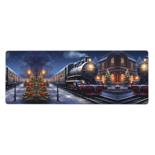 Extra großes Mauspad für Büro, Spiele und Lernen, Motiv: Winter, Weihnachten, Schnee, Nacht, Eisenbahn, Zug, Druck, 30,5 x 80 cm, langlebig, bequem und umweltfreundlich Extra großes Mauspad für Büro, Spiele und Lernen, Motiv: Winter, Weihnachten, Schnee, Nacht, Eisenbahn, Zug, Druck, 30,5 x 80 cm, langlebig, bequem und umweltfreundlich von WZYWHJ