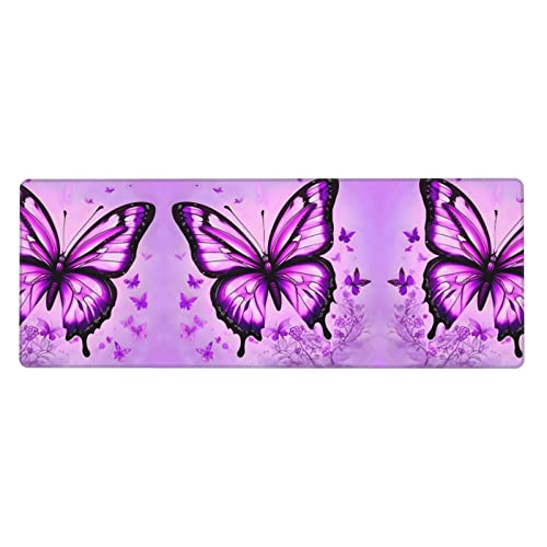 Extra großes Mauspad mit Schmetterlingsmuster, 30,5 x 80 cm, für Büro, Gaming und Lernen, langlebig, bequem und umweltfreundlich, Violett Extra großes Mauspad mit Schmetterlingsmuster, 30,5 x 80 cm, für Büro, Gaming und Lernen, langlebig, bequem und umweltfreundlich, Violett von WZYWHJ