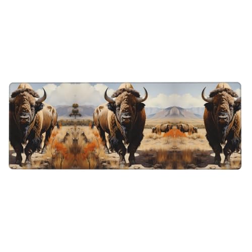 Extra großes Mauspad mit nordamerikanischem Bison-Herdenmuster, 30,5 x 80 cm, für Büro, Spielen und Lernen, langlebig, bequem und umweltfreundlich Extra großes Mauspad mit nordamerikanischem Bison-Herdenmuster, 30,5 x 80 cm, für Büro, Spielen und Lernen, langlebig, bequem und umweltfreundlich von WZYWHJ