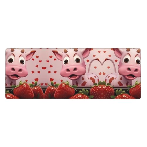Mauspad Kuh mit Erdbeeren-Druck, extra groß, 30,5 x 80 cm, für Büro, Gaming und Lernen, langlebig, bequem und umweltfreundlich Mauspad Kuh mit Erdbeeren-Druck, extra groß, 30,5 x 80 cm, für Büro, Gaming und Lernen, langlebig, bequem und umweltfreundlich von WZYWHJ