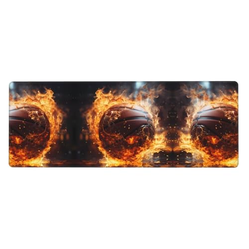 Mauspad mit Basketball auf Feuer und Wasserflammenspritzer, extra groß, 30,5 x 80 cm, für Büro, Gaming und Lernen, langlebig, bequem und umweltfreundlich Mauspad mit Basketball auf Feuer und Wasserflammenspritzer, extra groß, 30,5 x 80 cm, für Büro, Gaming und Lernen, langlebig, bequem und umweltfreundlich von WZYWHJ