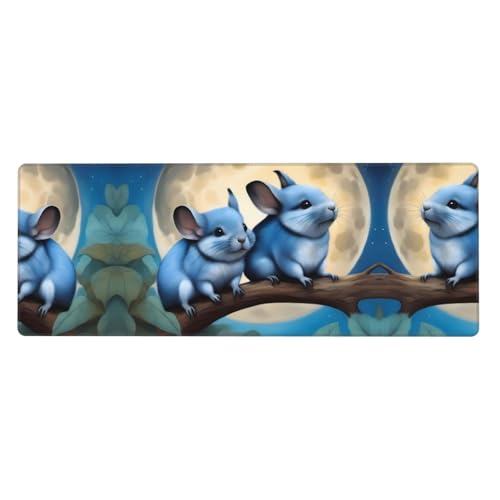 Mauspad mit Chinchillas und Mondmuster, extra groß, 30,5 x 80 cm, für Büro, Gaming und Lernen, langlebig, bequem und umweltfreundlich Mauspad mit Chinchillas und Mondmuster, extra groß, 30,5 x 80 cm, für Büro, Gaming und Lernen, langlebig, bequem und umweltfreundlich von WZYWHJ