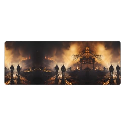 Mauspad mit Feuerwehrmann-Motiv, extra groß, 30,5 x 80 cm, für Büro, Gaming und Lernen, langlebig, bequem und umweltfreundlich von WZYWHJ
