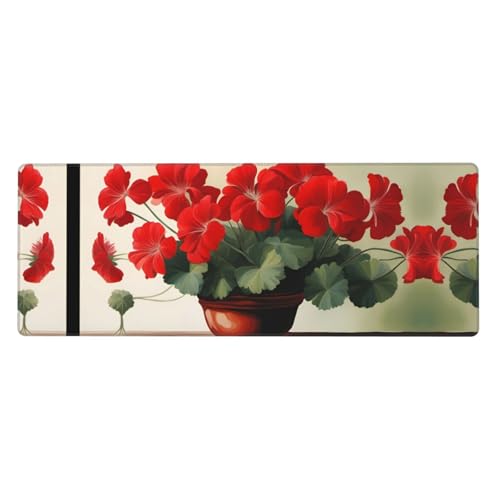 Mauspad mit Geranien-Topfpflanzenmuster, extra groß, 30,5 x 80 cm, für Büro, Spielen und Lernen, langlebig, bequem und umweltfreundlich Mauspad mit Geranien-Topfpflanzenmuster, extra groß, 30,5 x 80 cm, für Büro, Spielen und Lernen, langlebig, bequem und umweltfreundlich von WZYWHJ