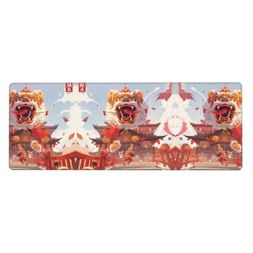 Mauspad mit Löwentanz-Motiv, bedruckt, extra groß, 30,5 x 80 cm, für Büro, Gaming und Lernen, langlebig, bequem und umweltfreundlich Mauspad mit Löwentanz-Motiv, bedruckt, extra groß, 30,5 x 80 cm, für Büro, Gaming und Lernen, langlebig, bequem und umweltfreundlich von WZYWHJ