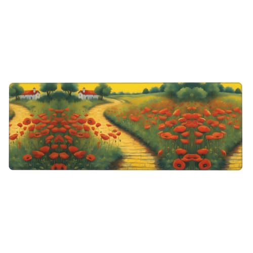 Mauspad mit Mohnfeld-Motiv, extra groß, 30,5 x 80 cm, für Büro, Gaming und Lernen, langlebig, bequem und umweltfreundlich Mauspad mit Mohnfeld-Motiv, extra groß, 30,5 x 80 cm, für Büro, Gaming und Lernen, langlebig, bequem und umweltfreundlich von WZYWHJ