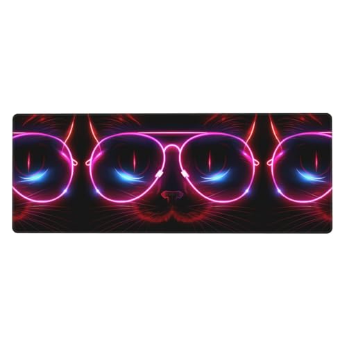 Mauspad mit Motiv Katze mit heller Brille, 30,5 x 80 cm, für Büro, Gaming und Lernen, langlebig, bequem und umweltfreundlich Mauspad mit Motiv Katze mit heller Brille, 30,5 x 80 cm, für Büro, Gaming und Lernen, langlebig, bequem und umweltfreundlich von WZYWHJ
