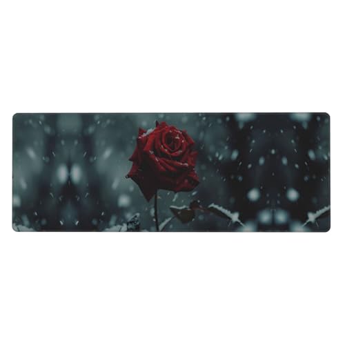 Mauspad mit Winterrosen und Schnee-Druck, extra groß, 30,5 x 80 cm, für Büro, Gaming und Lernen, langlebig, bequem und umweltfreundlich Mauspad mit Winterrosen und Schnee-Druck, extra groß, 30,5 x 80 cm, für Büro, Gaming und Lernen, langlebig, bequem und umweltfreundlich von WZYWHJ