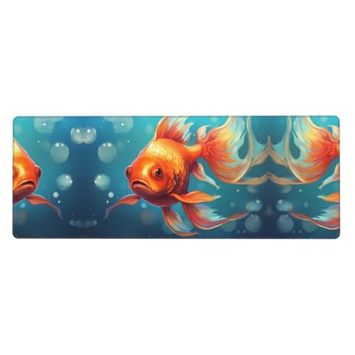Mauspad mit niedlichem Goldfisch-Muster, extra groß, 30,5 x 80 cm, für Büro, Spielen und Lernen, langlebig, bequem und umweltfreundlich von WZYWHJ