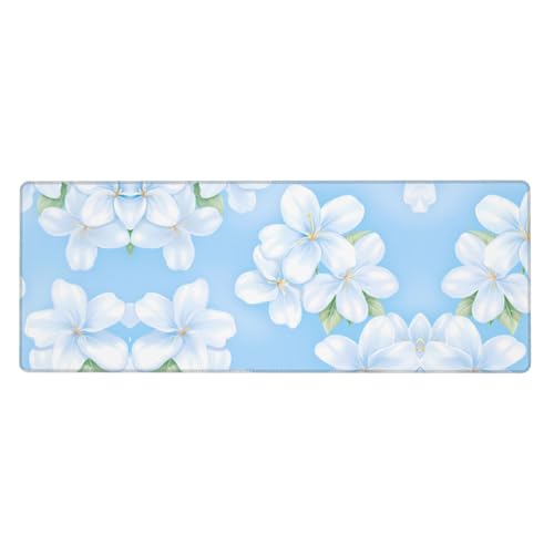 Mauspad mit weißem Blumendruck, extra groß, 30,5 x 80 cm, für Büro, Gaming und Lernen, langlebig, bequem und umweltfreundlich Mauspad mit weißem Blumendruck, extra groß, 30,5 x 80 cm, für Büro, Gaming und Lernen, langlebig, bequem und umweltfreundlich von WZYWHJ