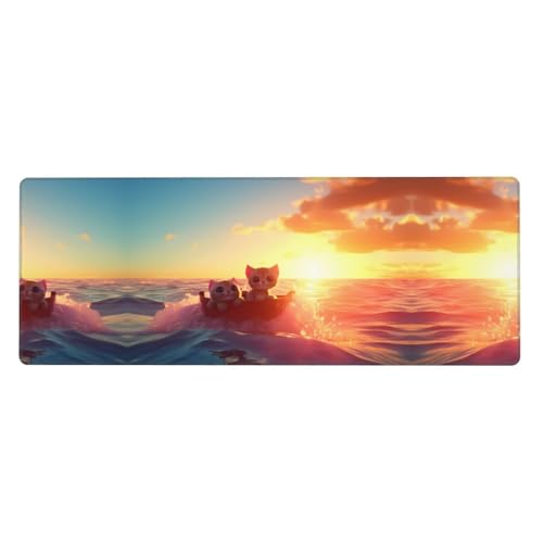 Mauspad mit zwei Katzen auf einem Boot, 30,5 x 80 cm, für Büro, Gaming und Lernen, langlebig, bequem und umweltfreundlich Mauspad mit zwei Katzen auf einem Boot, 30,5 x 80 cm, für Büro, Gaming und Lernen, langlebig, bequem und umweltfreundlich von WZYWHJ