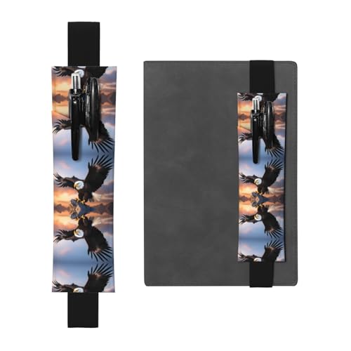 Schwarzer Leder-Stifthalter, Lesezeichen, WZYWHJ mit mächtigem Weißkopfseeadler-Muster, hochwertiges PVC-Leder, elastisches Band für Notizbücher, Tagebücher und Planer Schwarzer Leder-Stifthalter, Lesezeichen, WZYWHJ mit mächtigem Weißkopfseeadler-Muster, hochwertiges PVC-Leder, elastisches Band für Notizbücher, Tagebücher und Planer von WZYWHJ