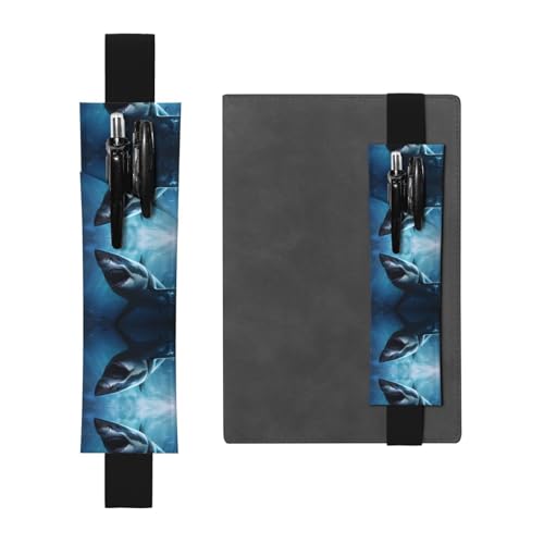 Schwarzer Leder-Stifthalter Lesezeichen WZYWHJ Großer weißer Hai bedruckt – Premium-PVC-Leder, elastisches Band-Design für Notizbücher, Tagebücher und Planer Schwarzer Leder-Stifthalter Lesezeichen WZYWHJ Großer weißer Hai bedruckt – Premium-PVC-Leder, elastisches Band-Design für Notizbücher, Tagebücher und Planer von WZYWHJ
