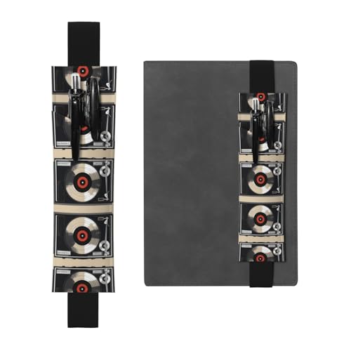 Schwarzer Leder-Stifthalter Lesezeichen WZYWHJ Vintage Vinyl-Schallplatte bedruckt – Premium-PVC-Leder, elastisches Band-Design für Notizbücher, Tagebücher und Planer Schwarzer Leder-Stifthalter Lesezeichen WZYWHJ Vintage Vinyl-Schallplatte bedruckt – Premium-PVC-Leder, elastisches Band-Design für Notizbücher, Tagebücher und Planer von WZYWHJ