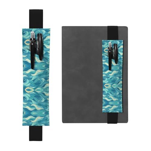 Schwarzes Leder-Stifthalter, Lesezeichen, Motiv: Morgendämmerung, Ozeanwellen, Premium-PVC-Leder, elastisches Band, Design für Notizbücher, Tagebücher und Planer Schwarzes Leder-Stifthalter, Lesezeichen, Motiv: Morgendämmerung, Ozeanwellen, Premium-PVC-Leder, elastisches Band, Design für Notizbücher, Tagebücher und Planer von WZYWHJ