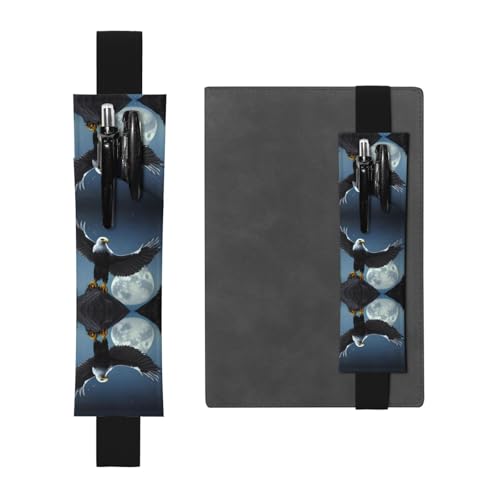 Schwarzes Leder-Stifthalter, Lesezeichen, Motiv: WZYWHJ Adler unter den Sternen, bedruckt, hochwertiges PVC-Leder, elastisches Band für Notizbücher, Tagebücher und Planer Schwarzes Leder-Stifthalter, Lesezeichen, Motiv: WZYWHJ Adler unter den Sternen, bedruckt, hochwertiges PVC-Leder, elastisches Band für Notizbücher, Tagebücher und Planer von WZYWHJ