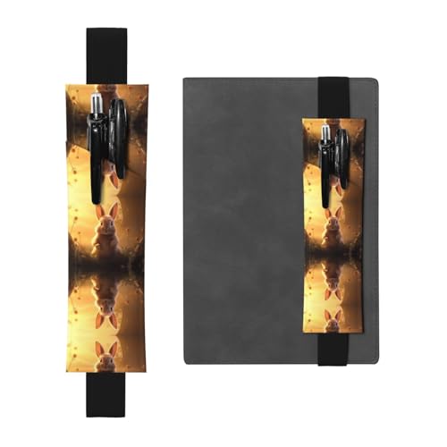 Schwarzes Leder-Stifthalter, Lesezeichen, Motiv: WZYWHJ Kaninchen, Hintergrundmuster – Premium-PVC-Leder, elastisches Band-Design für Notizbücher, Tagebücher und Planer Schwarzes Leder-Stifthalter, Lesezeichen, Motiv: WZYWHJ Kaninchen, Hintergrundmuster – Premium-PVC-Leder, elastisches Band-Design für Notizbücher, Tagebücher und Planer von WZYWHJ