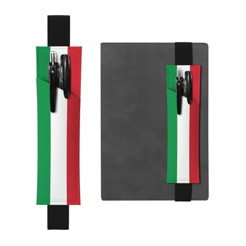 Schwarzes Leder-Stifthalter, Lesezeichen, Motiv: WZYWHJ mit Italien-Flagge, Premium-PVC-Leder, elastisches Band, Design für Notizbücher, Tagebücher und Planer Schwarzes Leder-Stifthalter, Lesezeichen, Motiv: WZYWHJ mit Italien-Flagge, Premium-PVC-Leder, elastisches Band, Design für Notizbücher, Tagebücher und Planer von WZYWHJ