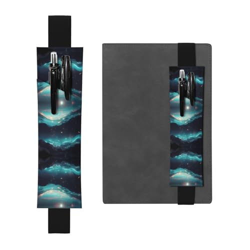 Schwarzes Leder-Stifthalter, Lesezeichen, Science-Fiction-Stern-Muster, Premium-PVC-Leder, elastisches Band, Design für Notizbücher, Tagebücher und Planer Schwarzes Leder-Stifthalter, Lesezeichen, Science-Fiction-Stern-Muster, Premium-PVC-Leder, elastisches Band, Design für Notizbücher, Tagebücher und Planer von WZYWHJ