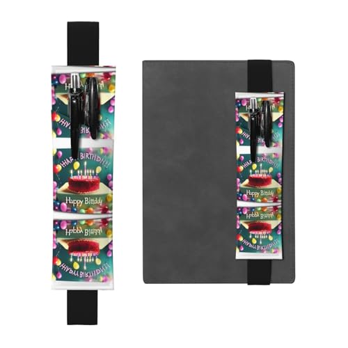 Schwarzes Leder-Stifthalter, Lesezeichen, WZYWHJ "Happy Birthday", schönes Bild, hochwertiges PVC-Leder, elastisches Band für Notizbücher, Tagebücher und Planer Schwarzes Leder-Stifthalter, Lesezeichen, WZYWHJ "Happy Birthday", schönes Bild, hochwertiges PVC-Leder, elastisches Band für Notizbücher, Tagebücher und Planer von WZYWHJ