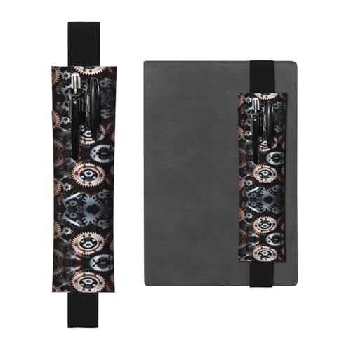 Schwarzes Leder-Stifthalter, Lesezeichen, WZYWHJ Maschinengetriebe, bedruckt, Premium-PVC-Leder, elastisches Band-Design für Notizbücher, Tagebücher und Planer Schwarzes Leder-Stifthalter, Lesezeichen, WZYWHJ Maschinengetriebe, bedruckt, Premium-PVC-Leder, elastisches Band-Design für Notizbücher, Tagebücher und Planer von WZYWHJ
