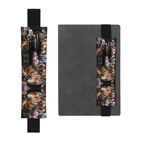 Schwarzes Leder-Stifthalter, Lesezeichen, WZYWHJ Nachmittagstee, Bild – Premium-PVC-Leder, elastisches Band-Design für Notizbücher, Tagebücher und Planer Schwarzes Leder-Stifthalter, Lesezeichen, WZYWHJ Nachmittagstee, Bild – Premium-PVC-Leder, elastisches Band-Design für Notizbücher, Tagebücher und Planer von WZYWHJ