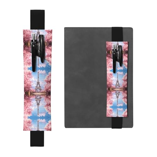 Schwarzes Leder-Stifthalter, Lesezeichen, WZYWHJ Paris Straße, Eiffelturm, rosa Blumenmuster, Premium-PVC-Leder, elastisches Band, Design für Notizbücher, Tagebücher und Planer Schwarzes Leder-Stifthalter, Lesezeichen, WZYWHJ Paris Straße, Eiffelturm, rosa Blumenmuster, Premium-PVC-Leder, elastisches Band, Design für Notizbücher, Tagebücher und Planer von WZYWHJ