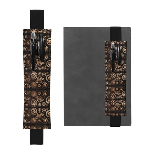 Schwarzes Leder-Stifthalter, Lesezeichen, WZYWHJ Steampunk, mechanisches Zahnradmuster, Premium-PVC-Leder, elastisches Band-Design für Notizbücher, Tagebücher und Planer Schwarzes Leder-Stifthalter, Lesezeichen, WZYWHJ Steampunk, mechanisches Zahnradmuster, Premium-PVC-Leder, elastisches Band-Design für Notizbücher, Tagebücher und Planer von WZYWHJ