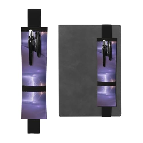 Schwarzes Leder-Stifthalter, Lesezeichen, WZYWHJ mit Blitz-Sturm-Muster, Premium-PVC-Leder, elastisches Band für Notizbücher, Tagebücher und Planer Schwarzes Leder-Stifthalter, Lesezeichen, WZYWHJ mit Blitz-Sturm-Muster, Premium-PVC-Leder, elastisches Band für Notizbücher, Tagebücher und Planer von WZYWHJ