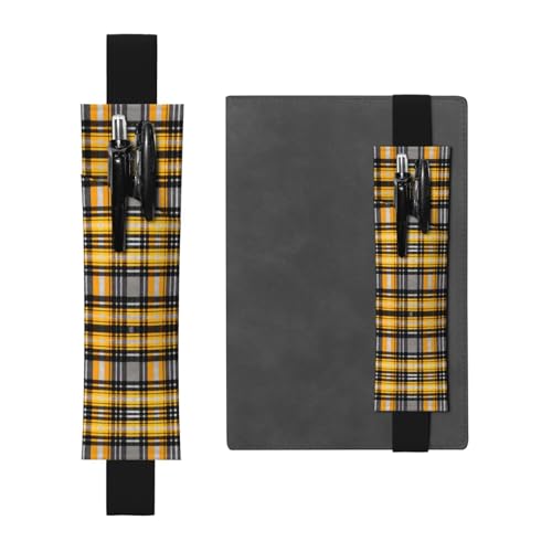 Schwarzes Leder-Stifthalter, Lesezeichen, WZYWHJ mit gelbem grauem und schwarzem Karomuster, hochwertiges PVC-Leder, elastisches Band für Notizbücher, Tagebücher und Planer Schwarzes Leder-Stifthalter, Lesezeichen, WZYWHJ mit gelbem grauem und schwarzem Karomuster, hochwertiges PVC-Leder, elastisches Band für Notizbücher, Tagebücher und Planer von WZYWHJ